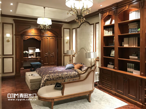重庆青田木门：整装展厅卧室书柜